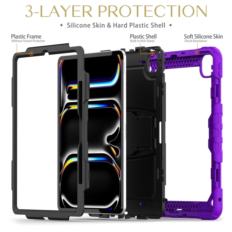 For iPad Pro 13 2024 Silicone Hydric PC Tablet Case with Shoulder Strap & Holder(Purple) - iPad Pro 13 2024 Cases by PMC Jewellery | Online Shopping South Africa | PMC Jewellery | Buy Now Pay Later Mobicred