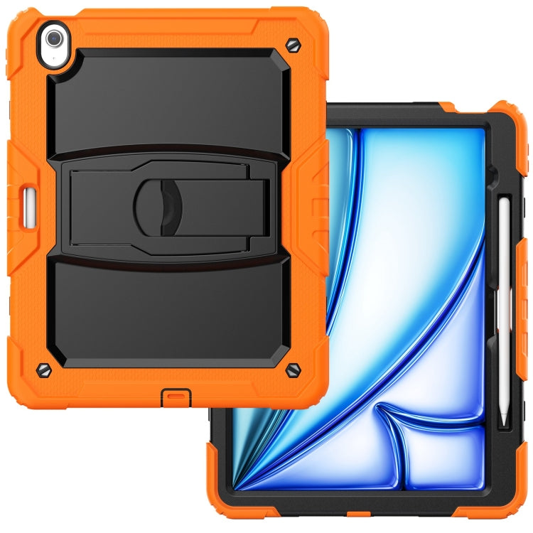 For iPad Air 13 2024 Silicone Hydric PC Tablet Case with Shoulder Strap & Holder(Orange) - iPad Air 13 2024 Cases by PMC Jewellery | Online Shopping South Africa | PMC Jewellery | Buy Now Pay Later Mobicred