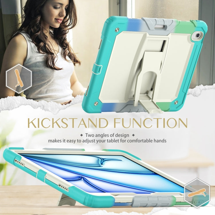 For iPad Air 13 2025 / 2024 Silicone Hydric PC Tablet Case with Shoulder Strap & Holder(Camouflage Light Blue) - iPad Air 13 2025 / 2024 Cases by PMC TechLife | Online Shopping South Africa | PMC TechLife | Buy Now Pay Later Mobicred