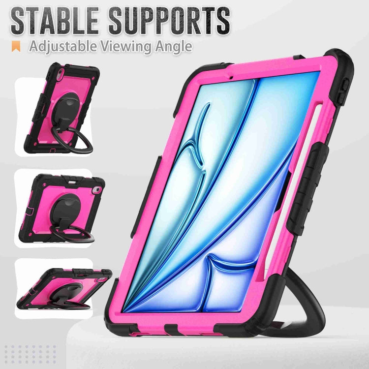 For iPad Air 11 2024 Handle Silicone Hydric PC Tablet Case with Shoulder Strap(Rose Red PC) - iPad Air 11 2024 Cases by PMC Jewellery | Online Shopping South Africa | PMC Jewellery | Buy Now Pay Later Mobicred