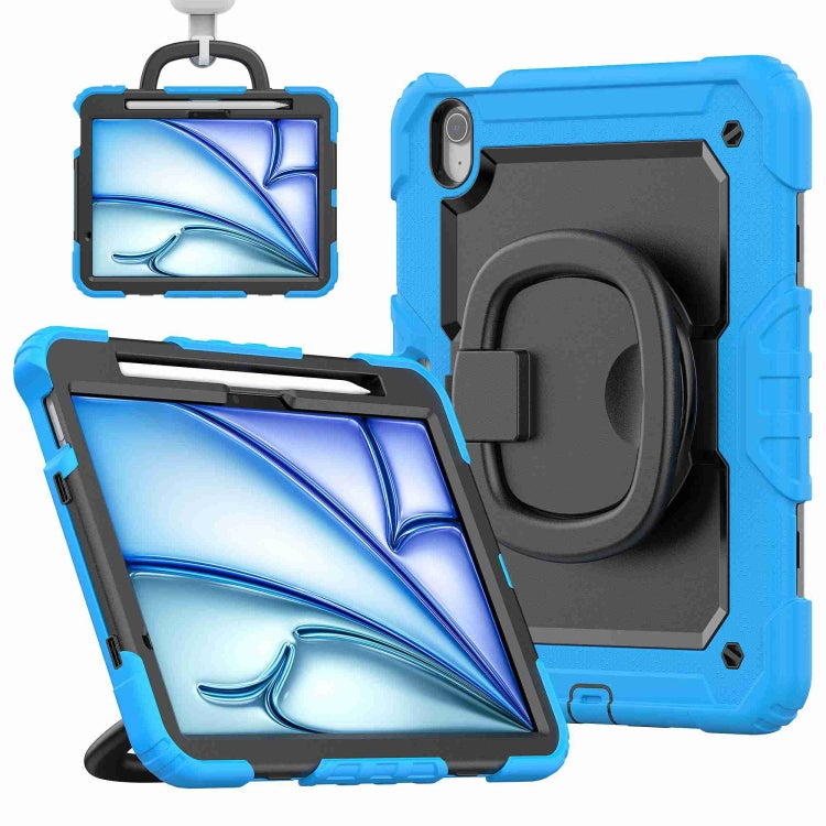 For iPad Air 11 2024 Handle Silicone Hydric PC Tablet Case with Shoulder Strap(Light Blue) - iPad Air 11 2024 Cases by PMC Jewellery | Online Shopping South Africa | PMC Jewellery | Buy Now Pay Later Mobicred