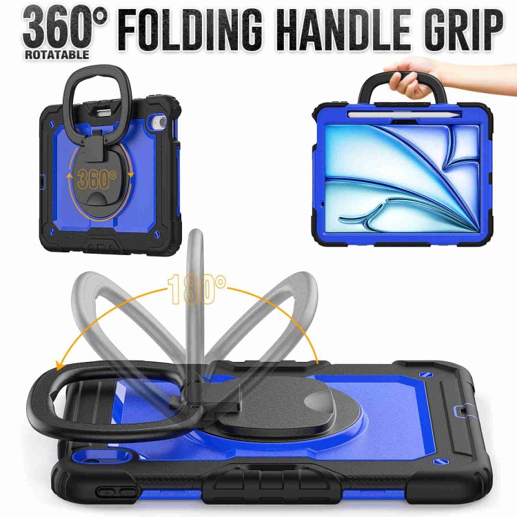 For iPad Air 11 2024 Handle Silicone Hydric PC Tablet Case with Shoulder Strap(Dark Blue PC) - iPad Air 11 2024 Cases by PMC TechLife | Online Shopping South Africa | PMC TechLife | Buy Now Pay Later Mobicred