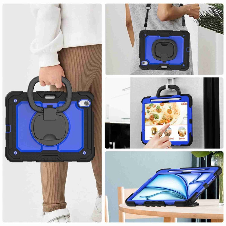 For iPad Air 11 2024 Handle Silicone Hydric PC Tablet Case with Shoulder Strap(Dark Blue PC) - iPad Air 11 2024 Cases by PMC TechLife | Online Shopping South Africa | PMC TechLife | Buy Now Pay Later Mobicred