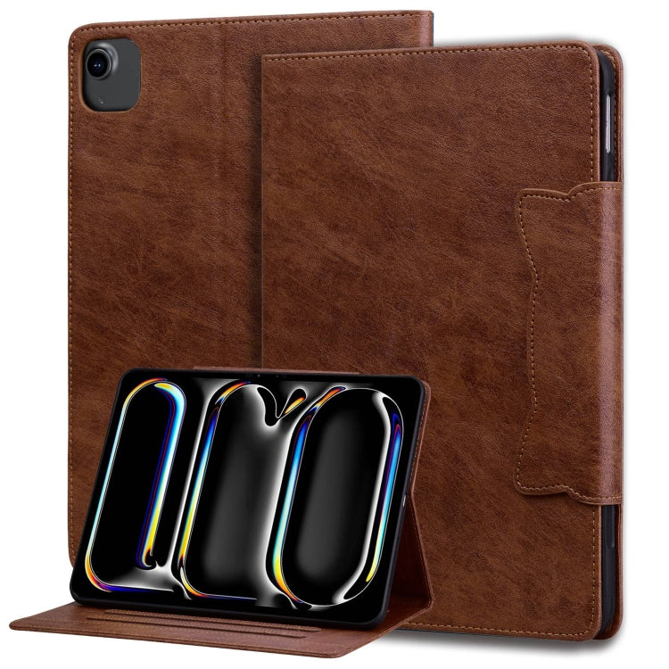 For iPad Air 13 2024 Cat Buckle Leather Smart Tablet Case(Brown) - iPad Air 13 2024 Cases by PMC Jewellery | Online Shopping South Africa | PMC Jewellery | Buy Now Pay Later Mobicred