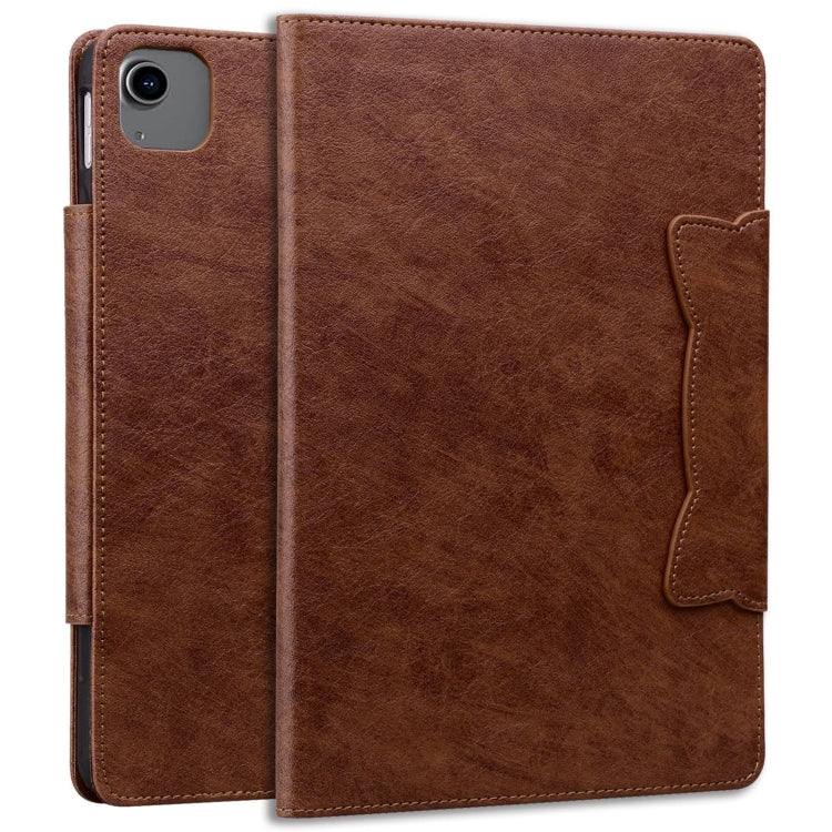 For iPad Air 13 2024 Cat Buckle Leather Smart Tablet Case(Brown) - iPad Air 13 2024 Cases by PMC Jewellery | Online Shopping South Africa | PMC Jewellery | Buy Now Pay Later Mobicred