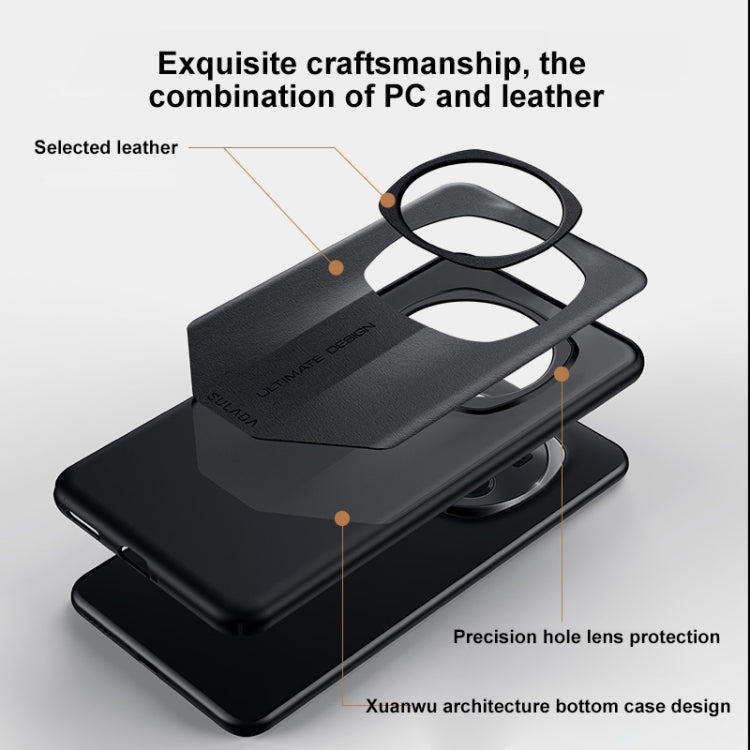 For Honor Magic6 Pro SULADA Splicing Plain Leather PC Shockproof Phone Case(Black) - free shipping - PMC Jewellery - Order now!