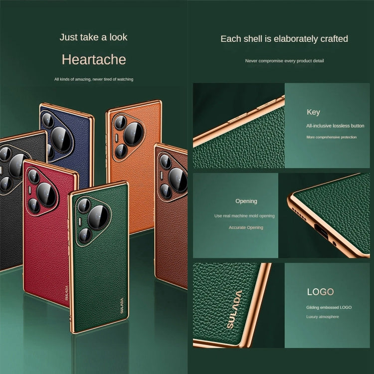 For Huawei Pura 70 SULADA TPU + Litchi Texture Leather Phone Case(Black) - free shipping - PMC Jewellery - Order now!