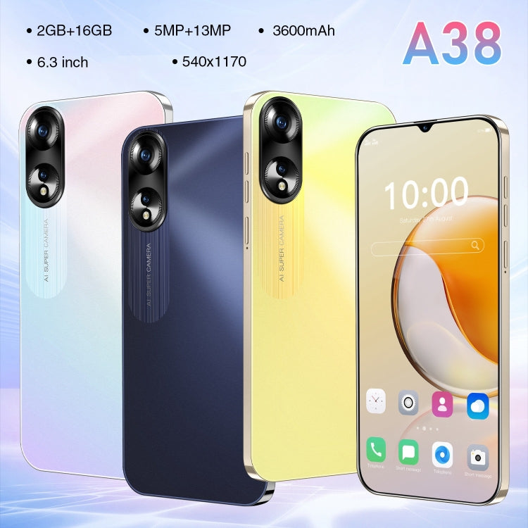 SDT81 / A38, 2GB+16GB, 6.3 inch Screen, Face Identification, Android 10.0 MTK6737 Quad Core, Network: 4G, Dual SIM(White) -  by PMC TechLife | Online Shopping South Africa | PMC TechLife | Buy Now Pay Later Mobicred