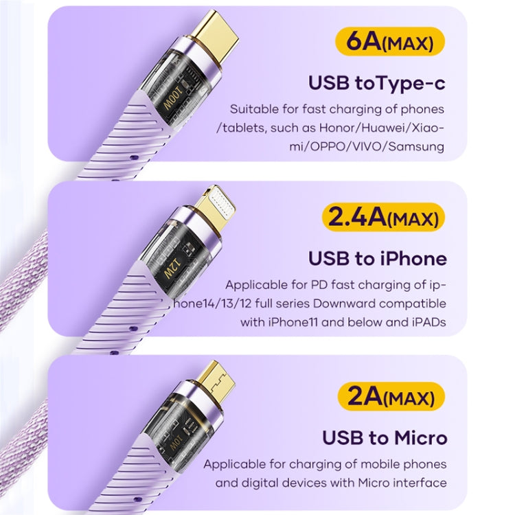 ROCK G20 1.5m 100W 3 in 1 USB-C / Type-C Fast Charging Data Cable(White) - Multifunctional Cable by ROCK | Online Shopping South Africa | PMC TechLife | Buy Now Pay Later Mobicred