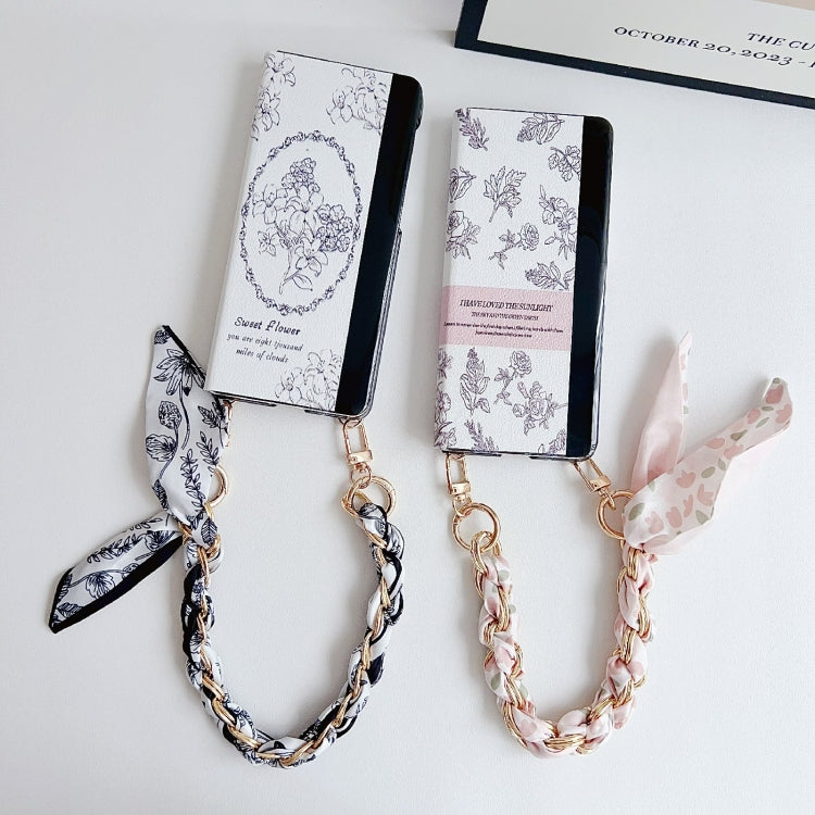 For Huawei Mate X5 / X2 Sketching Flowers Flip Leather Phone Case with Bracelet(Pink) - Huawei Cases by PMC TechLife | Online Shopping South Africa | PMC TechLife | Buy Now Pay Later Mobicred