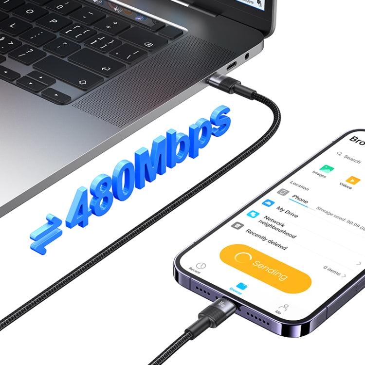 USAMS SJ729 30W USB-C/Type-C to 8 Pin Aluminum Alloy Data Cable, Length: 1.2m(Tarnish) - 2 in 1 Cable by USAMS | Online Shopping South Africa | PMC Jewellery | Buy Now Pay Later Mobicred