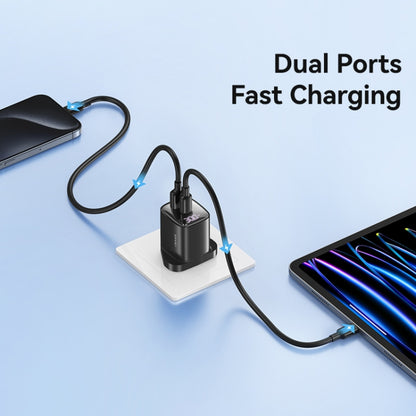 USAMS CC231 30W USB+USB-C / Type-C Dual Port GaN Digital Display Charger, Specifications: UK Plug(Black) - USB Charger by USAMS | Online Shopping South Africa | PMC Jewellery | Buy Now Pay Later Mobicred