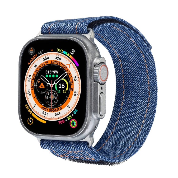 For Apple Watch Ultra 49mm Cowboy Nylon Hook and Loop Fastener Watch Band(Dark Blue) - Watch Bands by PMC Jewellery | Online Shopping South Africa | PMC Jewellery | Buy Now Pay Later Mobicred