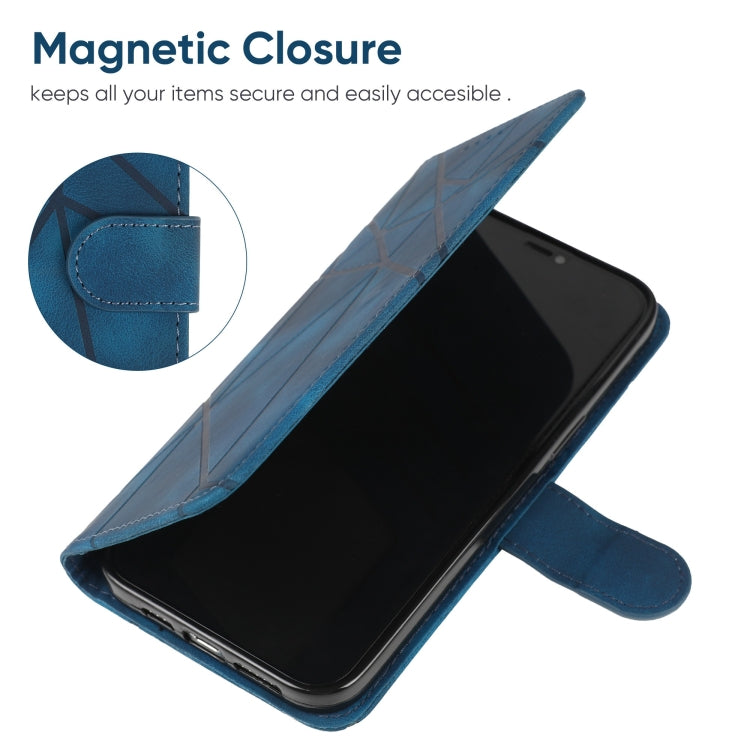 For Google Pixel 9 Pro XL Skin Feel Geometric Lines Leather Phone Case(Blue) - Google Cases by PMC Jewellery | Online Shopping South Africa | PMC Jewellery | Buy Now Pay Later Mobicred