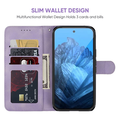 For Google Pixel 9 Pro XL Skin Feel Geometric Lines Leather Phone Case(Purple) - Google Cases by PMC Jewellery | Online Shopping South Africa | PMC Jewellery | Buy Now Pay Later Mobicred