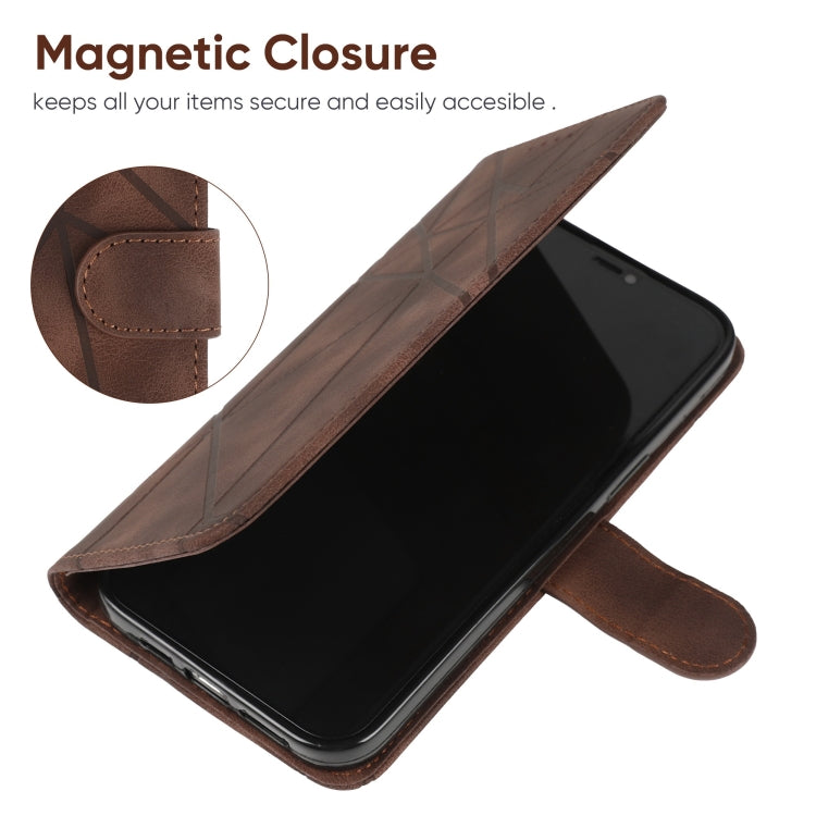 For Google Pixel 9 Pro XL Skin Feel Geometric Lines Leather Phone Case(Brown) - Google Cases by PMC Jewellery | Online Shopping South Africa | PMC Jewellery | Buy Now Pay Later Mobicred