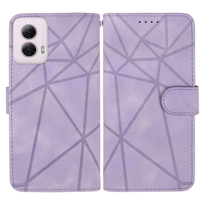 For Motorola Moto G Power 5G 2024 Skin Feel Geometric Lines Leather Phone Case(Purple) - Motorola Cases by PMC Jewellery | Online Shopping South Africa | PMC Jewellery | Buy Now Pay Later Mobicred