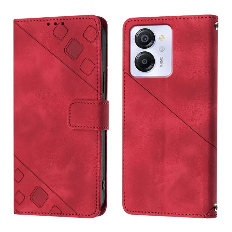 For Blackview Color 8 Skin Feel Embossed Leather Phone Case(Red) - More Brand by PMC Jewellery | Online Shopping South Africa | PMC Jewellery | Buy Now Pay Later Mobicred