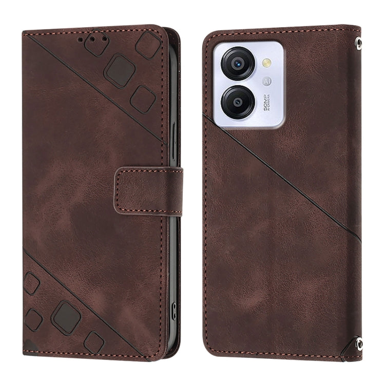 For Blackview Color 8 Skin Feel Embossed Leather Phone Case(Brown) - More Brand by PMC Jewellery | Online Shopping South Africa | PMC Jewellery | Buy Now Pay Later Mobicred