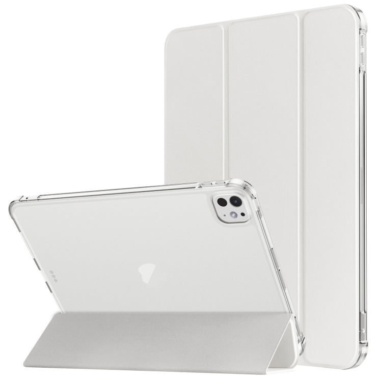 For iPad Pro 11 2024 Tri-fold Holder TPU Cover Frosted Leather Smart Tablet Case withh Pen Slot(Grey) - iPad Pro 11 2024 Cases by PMC Jewellery | Online Shopping South Africa | PMC Jewellery | Buy Now Pay Later Mobicred