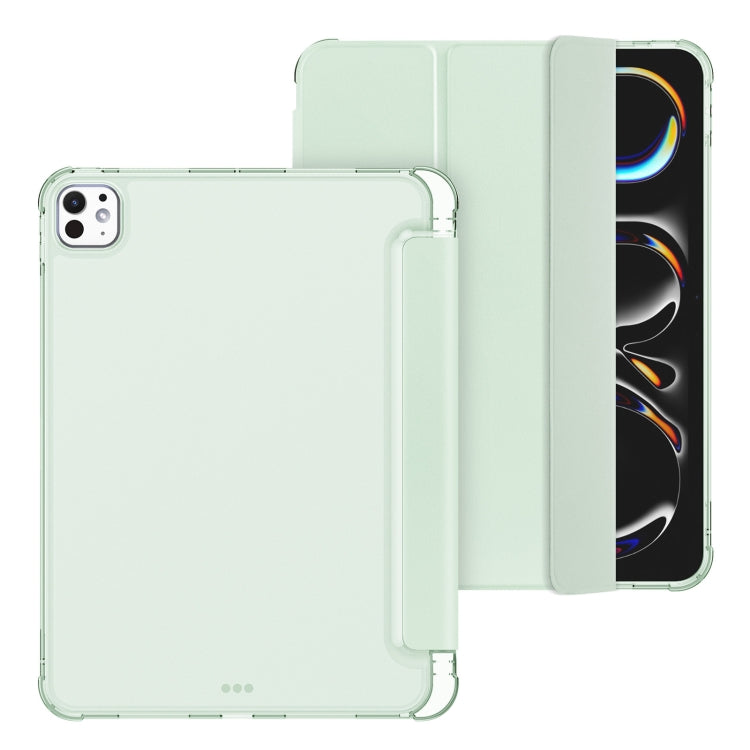 For iPad Pro 11 2024 Tri-fold Holder TPU Cover Frosted Leather Smart Tablet Case withh Pen Slot(Light Green) - iPad Pro 11 2024 Cases by PMC Jewellery | Online Shopping South Africa | PMC Jewellery | Buy Now Pay Later Mobicred