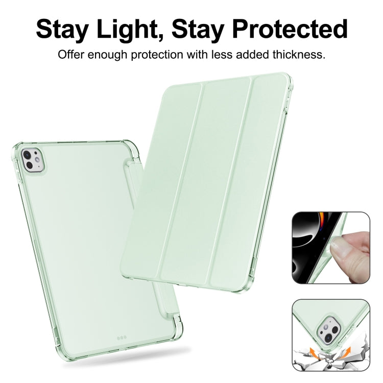 For iPad Pro 11 2024 Tri-fold Holder TPU Cover Frosted Leather Smart Tablet Case withh Pen Slot(Light Green) - iPad Pro 11 2024 Cases by PMC Jewellery | Online Shopping South Africa | PMC Jewellery | Buy Now Pay Later Mobicred