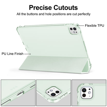 For iPad Pro 11 2024 Tri-fold Holder TPU Cover Frosted Leather Smart Tablet Case withh Pen Slot(Light Green) - iPad Pro 11 2024 Cases by PMC Jewellery | Online Shopping South Africa | PMC Jewellery | Buy Now Pay Later Mobicred