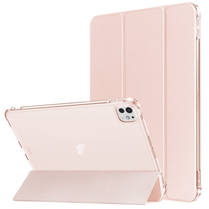 For iPad Pro 11 2024 Tri-fold Holder TPU Cover Frosted Leather Smart Tablet Case withh Pen Slot(Rose Gold) - iPad Pro 11 2024 Cases by PMC Jewellery | Online Shopping South Africa | PMC Jewellery | Buy Now Pay Later Mobicred