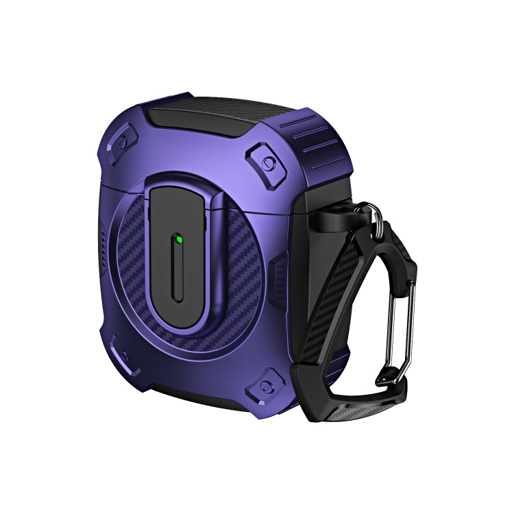 For AirPods 2 / 1 Lock Shockproof Bluetooth Earphone Protective Case(Black Purple) - For AirPods 1/2 by PMC Jewellery | Online Shopping South Africa | PMC Jewellery | Buy Now Pay Later Mobicred