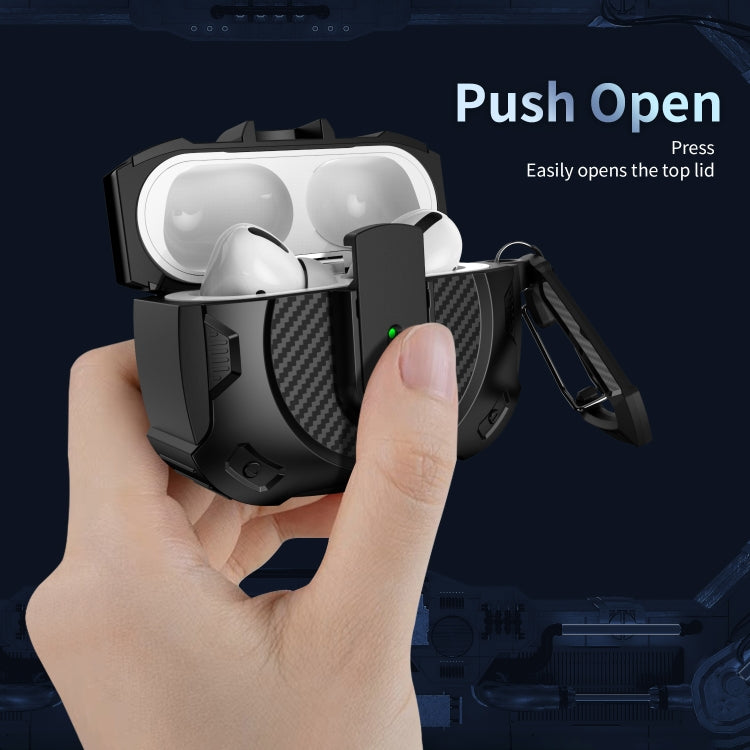 For AirPods Pro 2 Lock Shockproof Bluetooth Earphone Protective Case(Black Blue) - For AirPods Pro 2 by PMC Jewellery | Online Shopping South Africa | PMC Jewellery | Buy Now Pay Later Mobicred