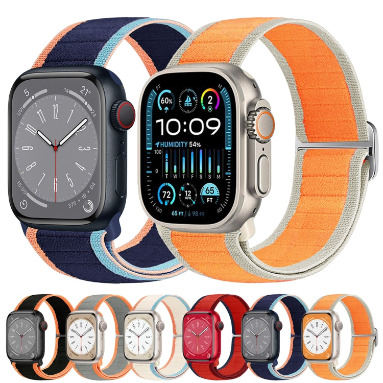 For Apple Watch Ultra 2 49mm Nylon Elastic Buckle Watch Band(Grey Orange) - Watch Bands by PMC Jewellery | Online Shopping South Africa | PMC Jewellery | Buy Now Pay Later Mobicred