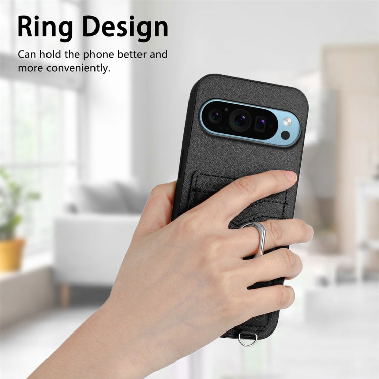 For Google Pixel 9 / 9 Pro R20 Ring Card Holder Phone Case(Black) - Google Cases by PMC Jewellery | Online Shopping South Africa | PMC Jewellery | Buy Now Pay Later Mobicred