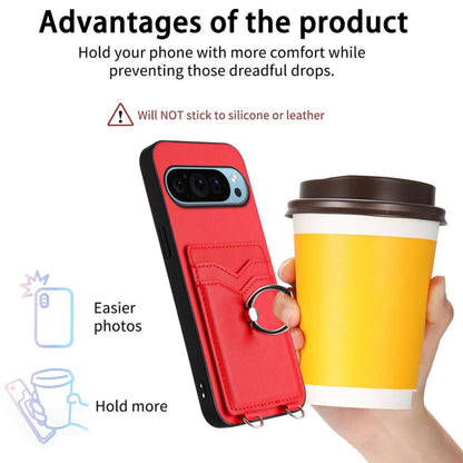 For Google Pixel 9 / 9 Pro R20 Ring Card Holder Phone Case(Red) - Google Cases by PMC Jewellery | Online Shopping South Africa | PMC Jewellery | Buy Now Pay Later Mobicred