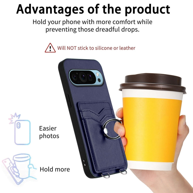 For Google Pixel 9 / 9 Pro R20 Ring Card Holder Phone Case(Blue) - Google Cases by PMC TechLife | Online Shopping South Africa | PMC TechLife | Buy Now Pay Later Mobicred