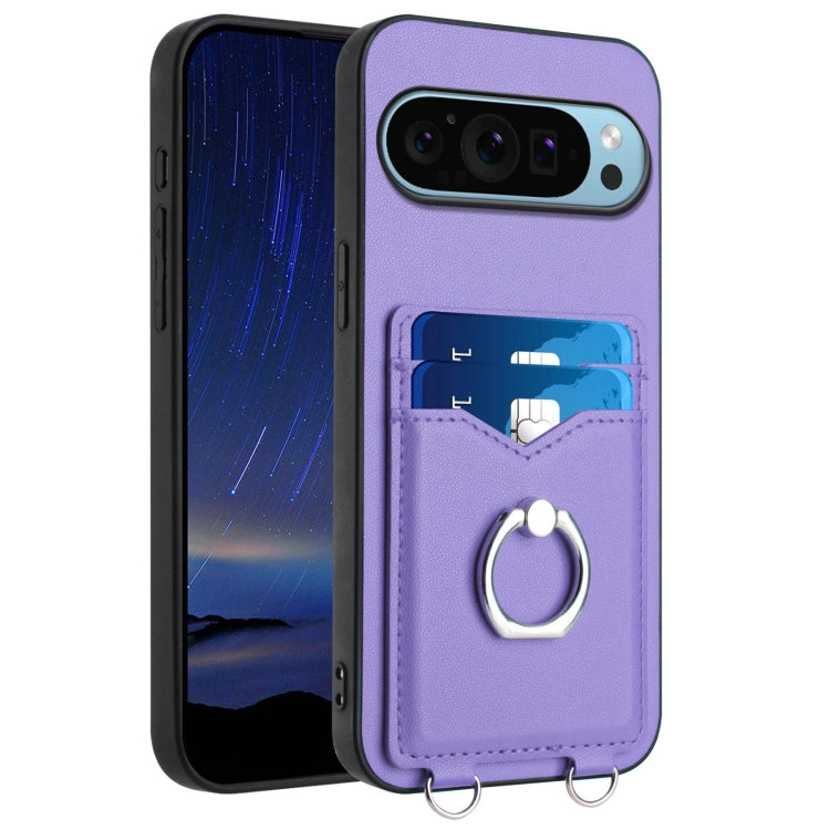 For Google Pixel 9 / 9 Pro R20 Ring Card Holder Phone Case(Purple) - Google Cases by PMC Jewellery | Online Shopping South Africa | PMC Jewellery | Buy Now Pay Later Mobicred