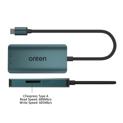 Onten C12 3 in 1 USB-C / Type-C to CFepress Type-A & SD & TF Card Reader(Pine Green) - Card Reader by Onten | Online Shopping South Africa | PMC Jewellery | Buy Now Pay Later Mobicred