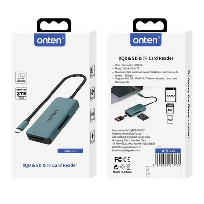 Onten C13 3 in 1 USB-C / Type-C to XQD & SD & TF Card Reader(Pine Green) - Card Reader by Onten | Online Shopping South Africa | PMC Jewellery | Buy Now Pay Later Mobicred