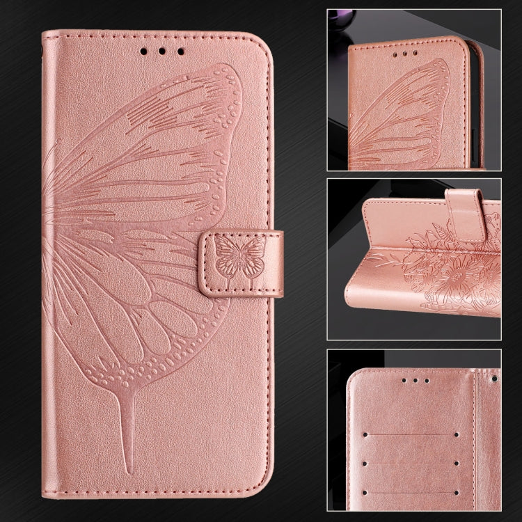 For Blackview A52 Embossed Butterfly Leather Phone Case(Rose Gold) - More Brand by PMC Jewellery | Online Shopping South Africa | PMC Jewellery | Buy Now Pay Later Mobicred