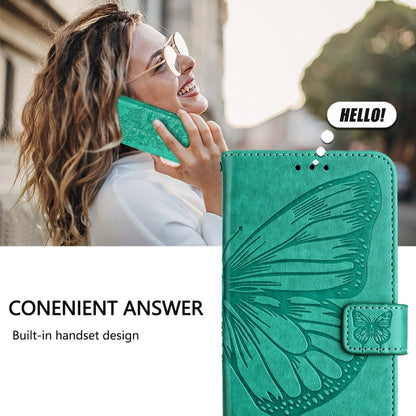 For Blackview A52 Embossed Butterfly Leather Phone Case(Green) - More Brand by PMC Jewellery | Online Shopping South Africa | PMC Jewellery | Buy Now Pay Later Mobicred