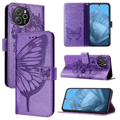 For Blackview Shark 8 Embossed Butterfly Leather Phone Case(Purple) - More Brand by PMC Jewellery | Online Shopping South Africa | PMC Jewellery | Buy Now Pay Later Mobicred