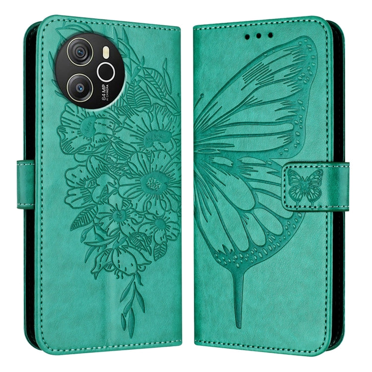 For Blackview Shark 8 Embossed Butterfly Leather Phone Case(Green) - More Brand by PMC Jewellery | Online Shopping South Africa | PMC Jewellery | Buy Now Pay Later Mobicred