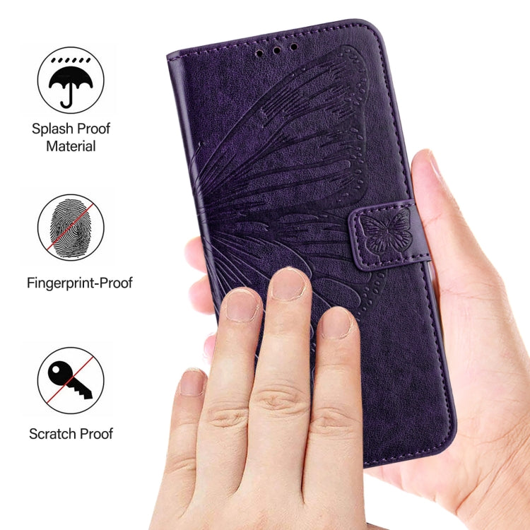 For Blackview Shark 8 Embossed Butterfly Leather Phone Case(Dark Purple) - More Brand by PMC Jewellery | Online Shopping South Africa | PMC Jewellery | Buy Now Pay Later Mobicred