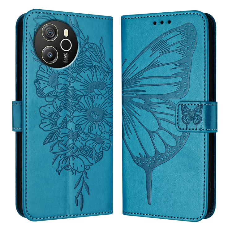 For Blackview Shark 8 Embossed Butterfly Leather Phone Case(Blue) - More Brand by PMC Jewellery | Online Shopping South Africa | PMC Jewellery | Buy Now Pay Later Mobicred