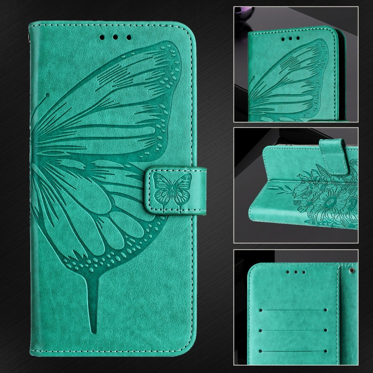 For Blackview Wave 6C Embossed Butterfly Leather Phone Case(Green) - More Brand by PMC Jewellery | Online Shopping South Africa | PMC Jewellery | Buy Now Pay Later Mobicred