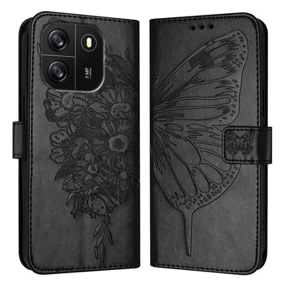 For Blackview Wave 6C Embossed Butterfly Leather Phone Case(Black) - More Brand by PMC Jewellery | Online Shopping South Africa | PMC Jewellery | Buy Now Pay Later Mobicred