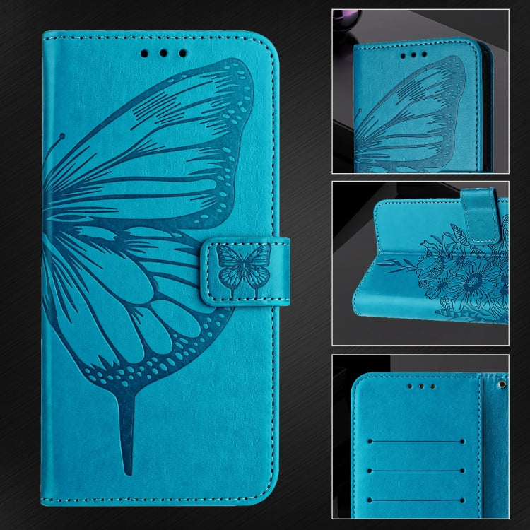 For Blackview Wave 6C Embossed Butterfly Leather Phone Case(Blue) - More Brand by PMC Jewellery | Online Shopping South Africa | PMC Jewellery | Buy Now Pay Later Mobicred