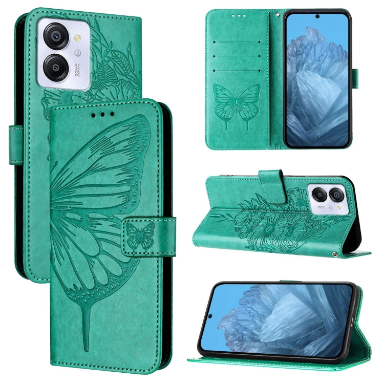 For Blackview Color 8 Embossed Butterfly Leather Phone Case(Green) - More Brand by PMC Jewellery | Online Shopping South Africa | PMC Jewellery | Buy Now Pay Later Mobicred