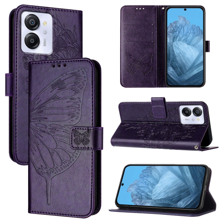 For Blackview Color 8 Embossed Butterfly Leather Phone Case(Dark Purple) - More Brand by PMC Jewellery | Online Shopping South Africa | PMC Jewellery | Buy Now Pay Later Mobicred