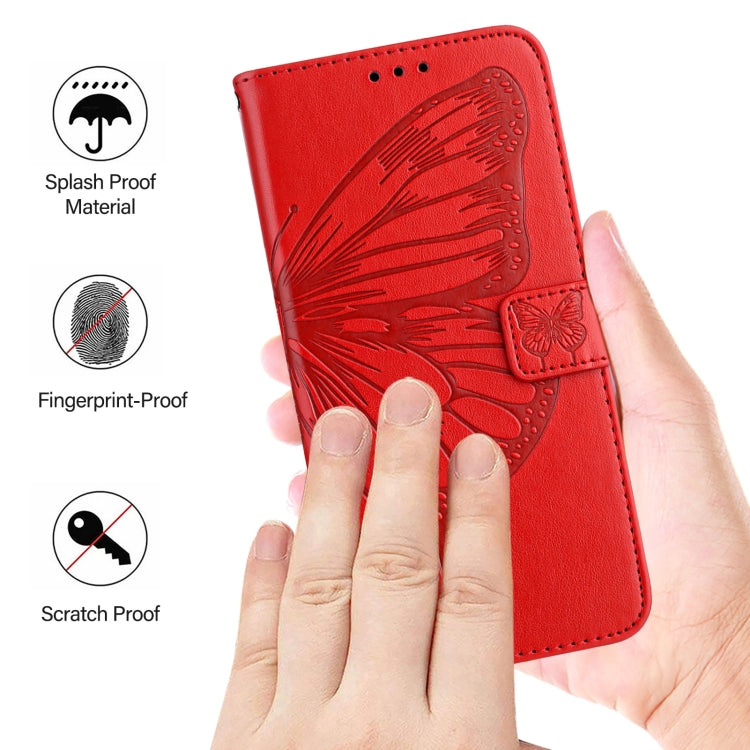 For Blackview Color 8 Embossed Butterfly Leather Phone Case(Red) - More Brand by PMC Jewellery | Online Shopping South Africa | PMC Jewellery | Buy Now Pay Later Mobicred