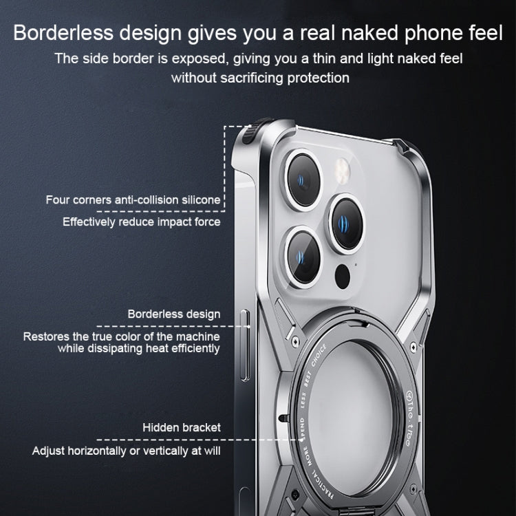 For iPhone 16 Pro Max Aluminum Alloy Frameless 360-Degree Rotating Phone Case(Silver) - iPhone 16 Pro Max Cases by PMc TechLife | Online Shopping South Africa | PMc TechLife | Buy Now Pay Later Mobicred